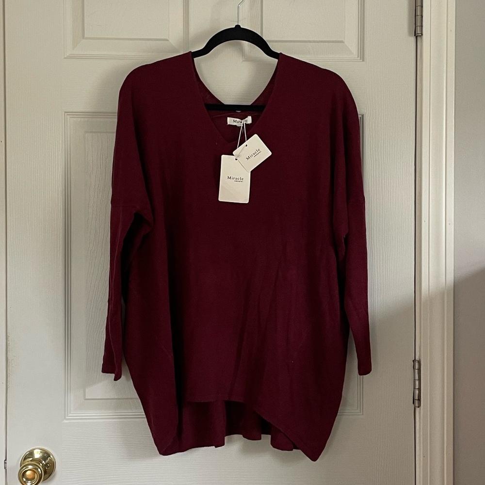 NWT Miracle USA Oversized Maroon Sweater